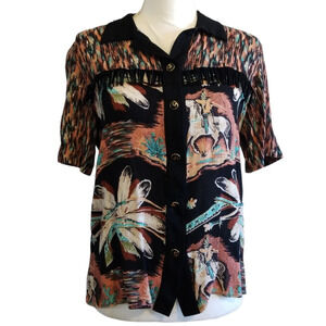 A.K.F. ILGWU Native Westen Button Up Vintage Blouse